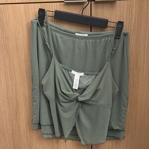 Green Two-Piece Set with Knot Detail